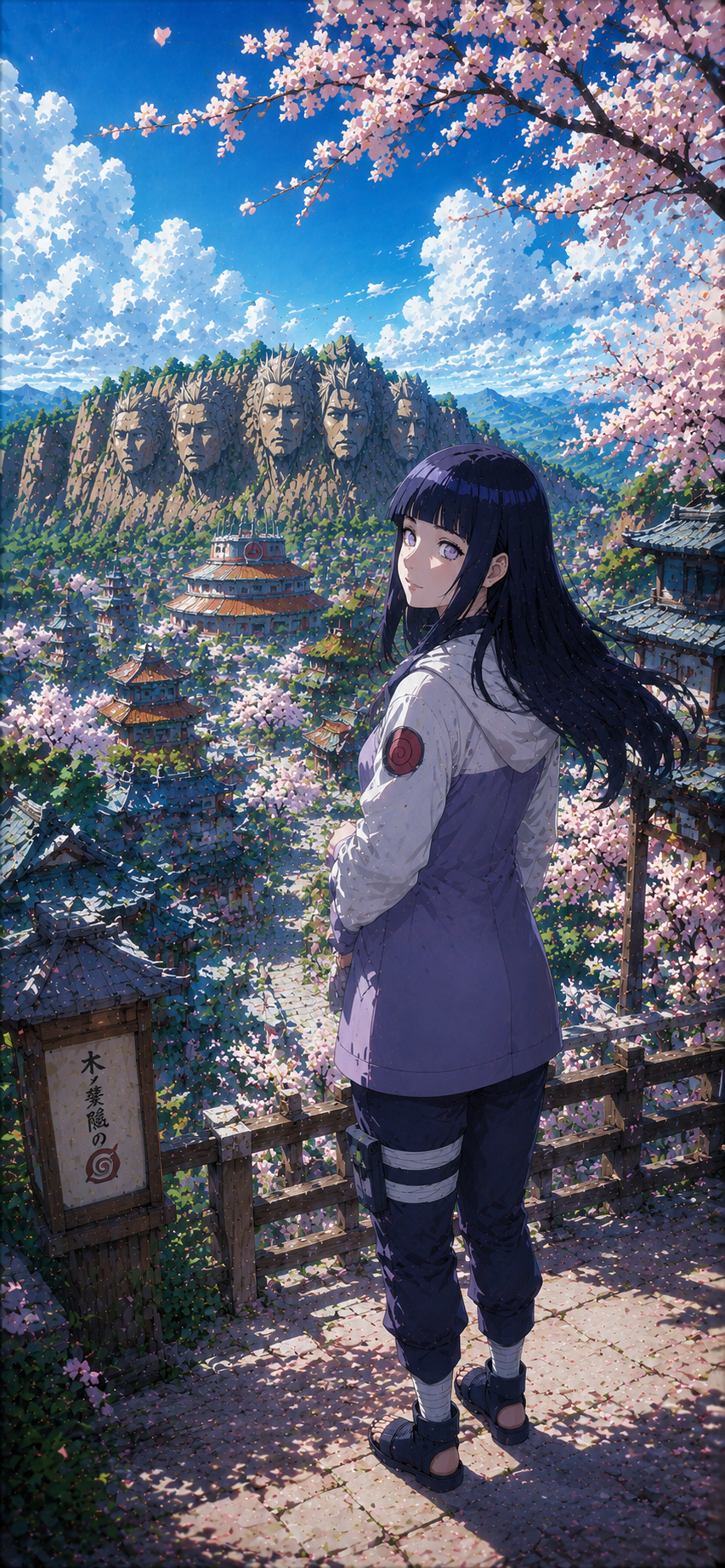 Naruto Hinata Hyuga Konoha View 4K Mobile Wallpaper