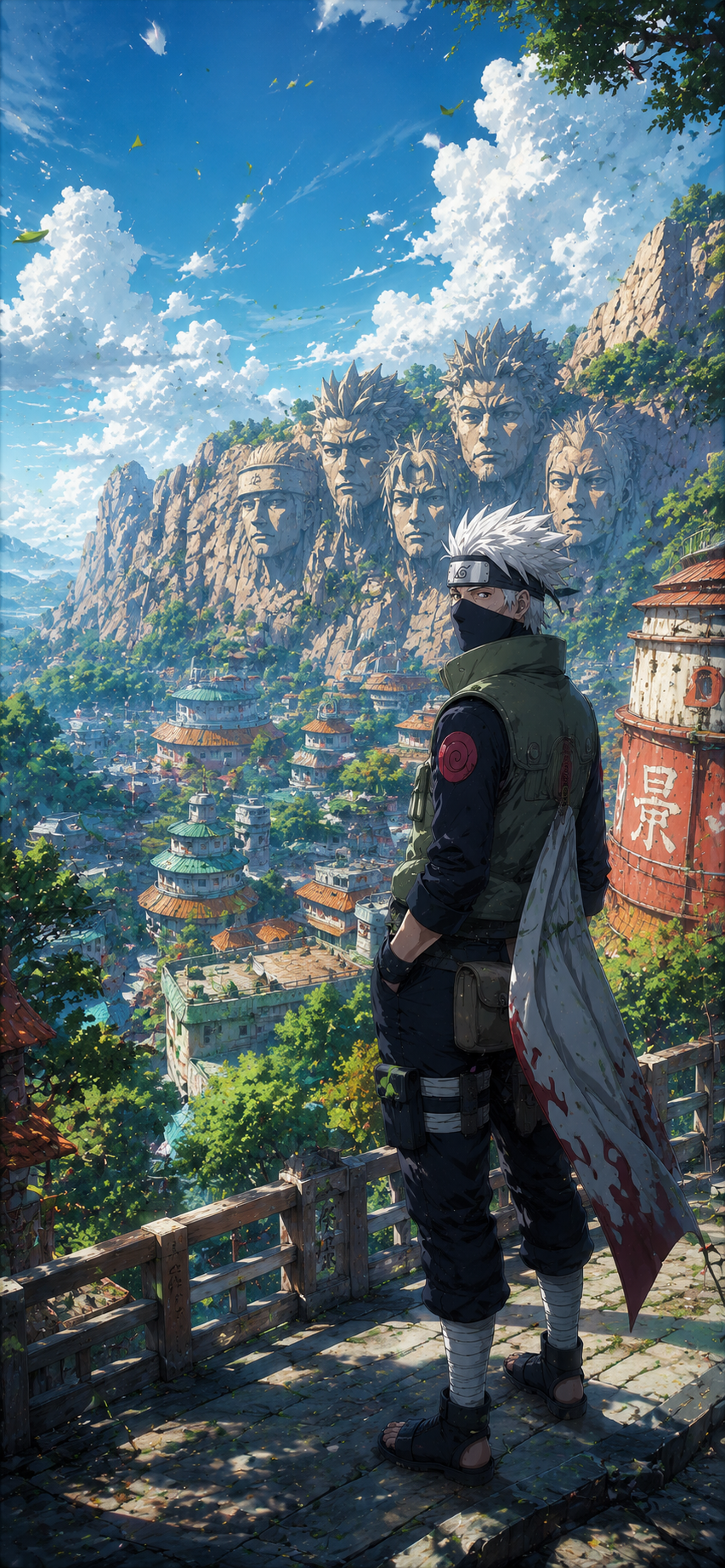 Naruto Kakashi Hatake Konoha Overlook 4K Mobile Wallpaper
