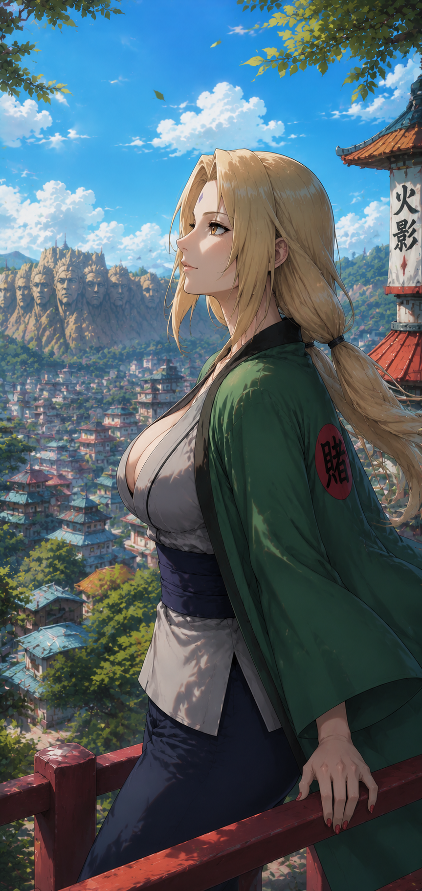 Naruto Tsunade Hokage Monument View 4K Mobile Wallpaper
