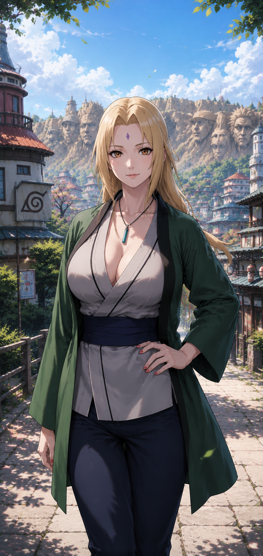 Naruto Tsunade Village Sunlight Portrait 4K Mobile Wallpaper