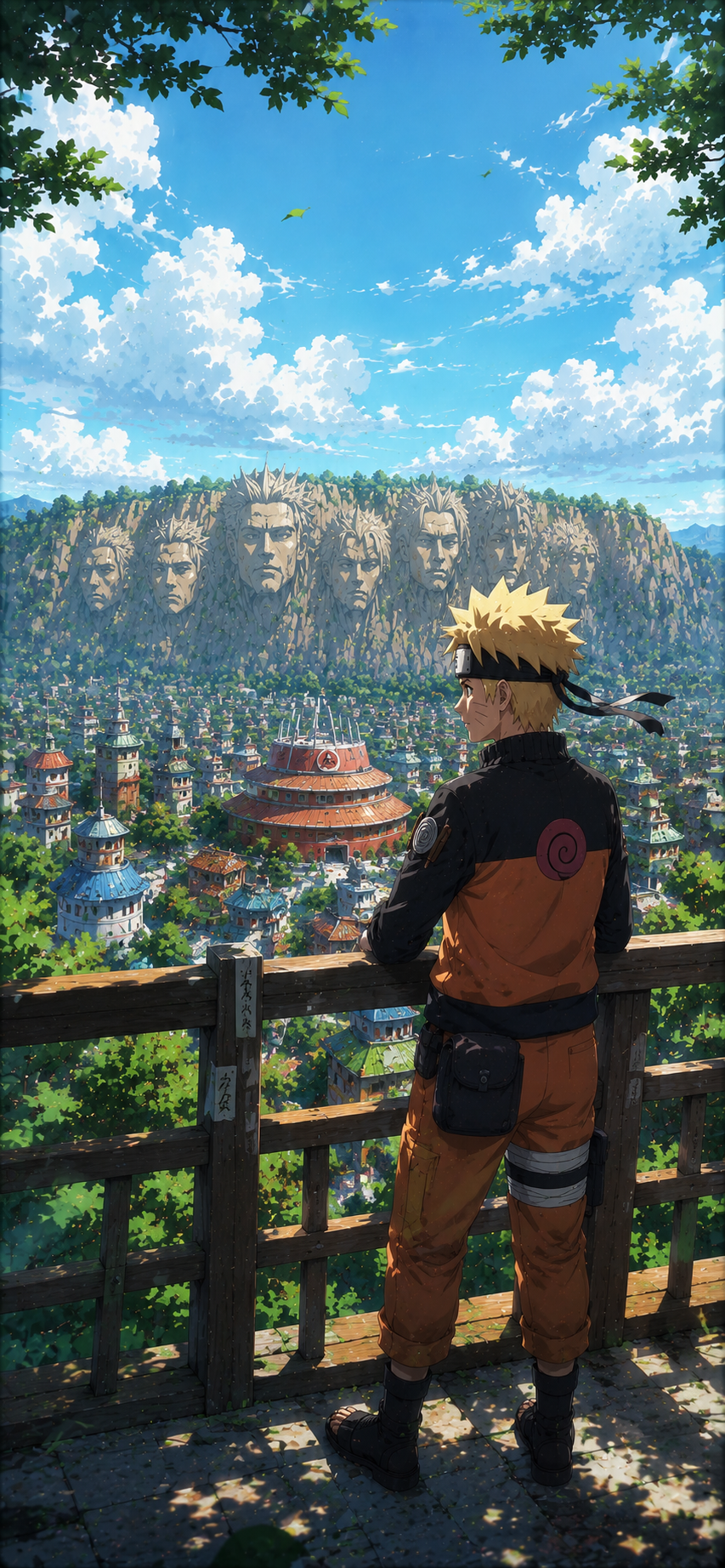 Naruto Uzumaki Hokage Overlook 4K Mobile Wallpaper