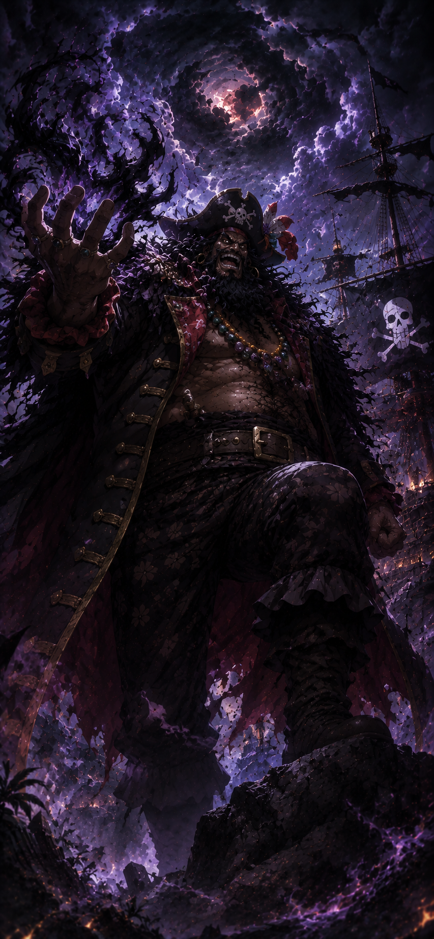 One Piece Kaido Dark Purple Dragon Aura 4K Mobile Wallpaper