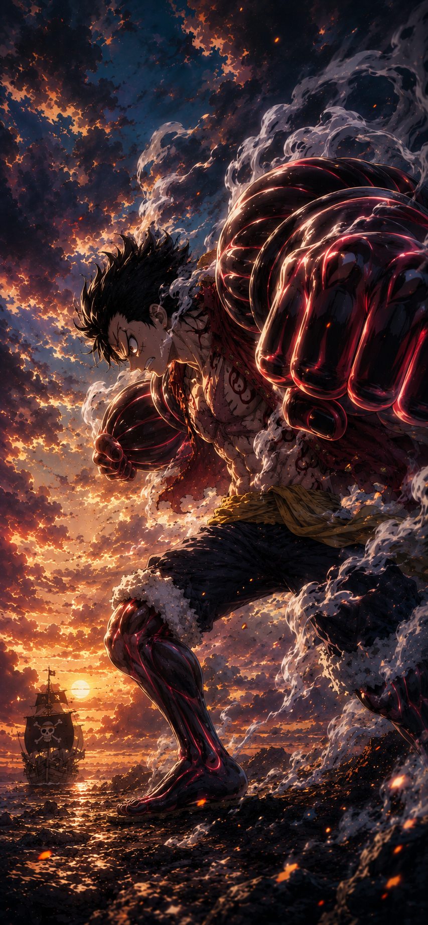 One Piece Monkey D Luffy Red Haki Strike 4K Mobile Wallpaper