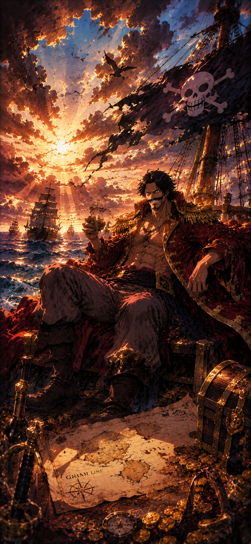 One Piece Portgas D Ace Campfire Sunset 4K Mobile Wallpaper