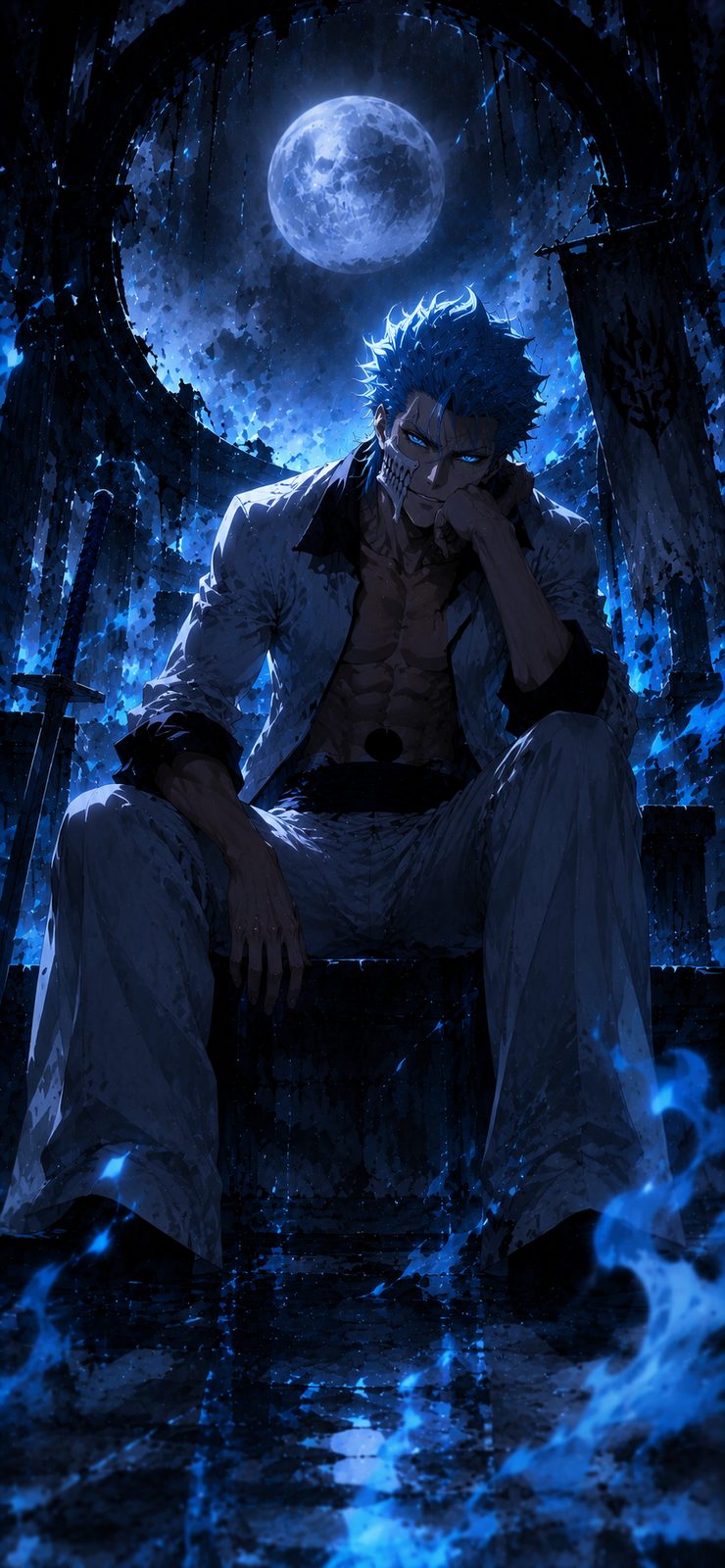 Bleach Ichigo Blue Moon Reflection 4K Mobile Wallpaper 4K anime wallpaper preview