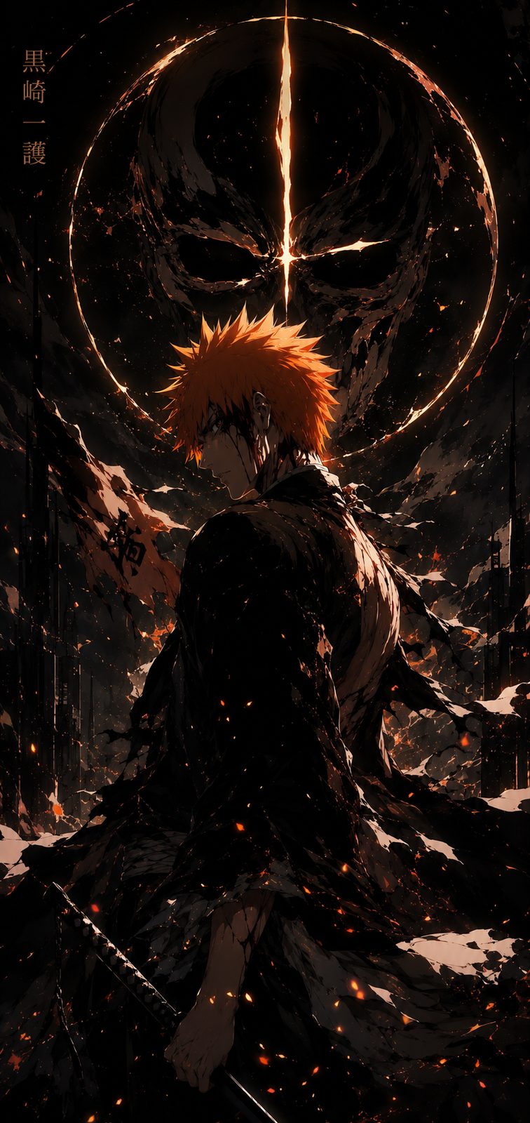 Bleach Ichigo Hollow Symbol Fire 4K Mobile Wallpaper 4K anime wallpaper preview