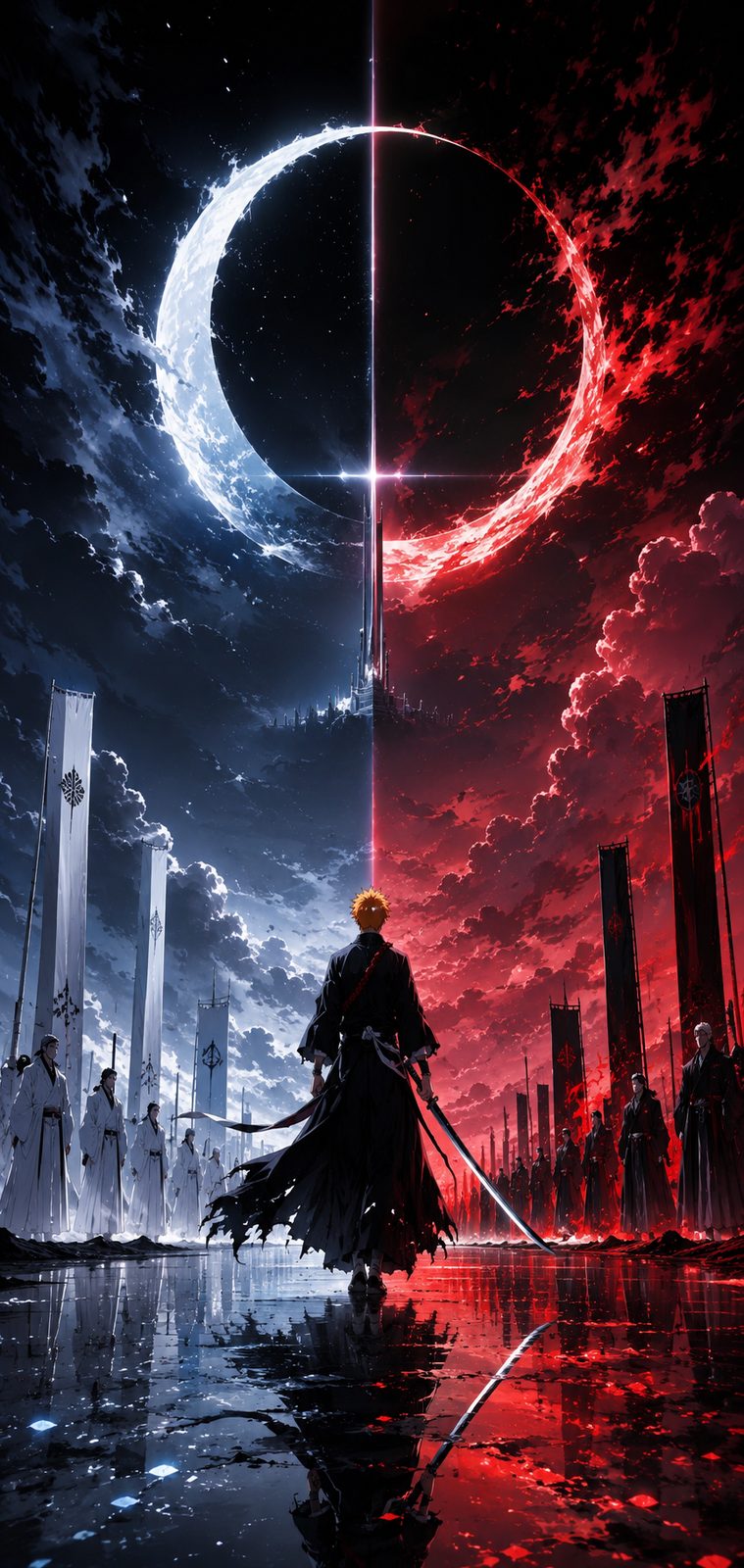 Bleach Ichigo Red Blue Eclipse 4K Mobile Wallpaper 4K anime wallpaper preview for mobile and desktop