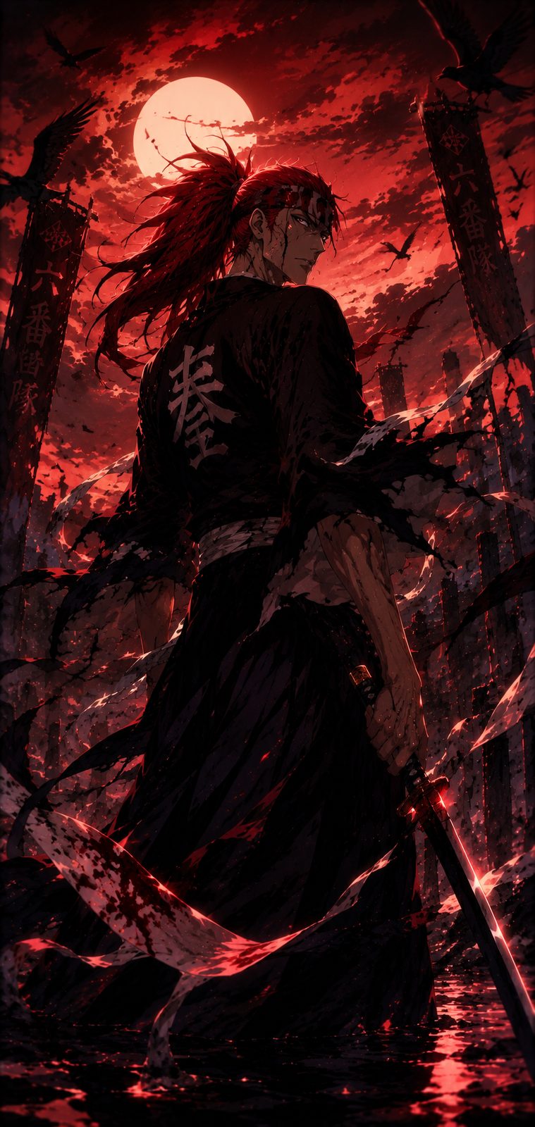 Bleach Ichigo Red Moon Warrior 4K Mobile Wallpaper 4K anime wallpaper preview for mobile and desktop
