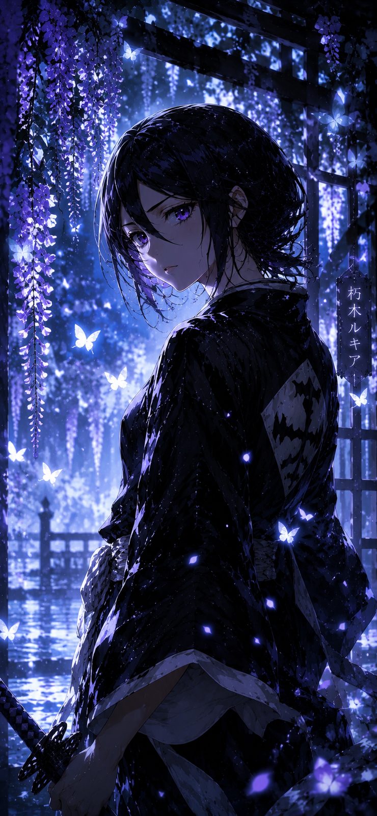 Bleach Rukia Butterflies Night 4K Mobile Wallpaper 4K anime wallpaper preview for mobile and desktop