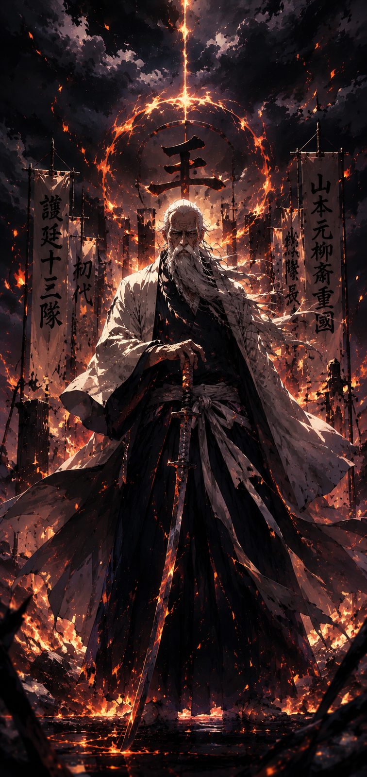 Bleach Yamamoto Flaming Spirit 4K Mobile Wallpaper 4K anime wallpaper preview for mobile and desktop