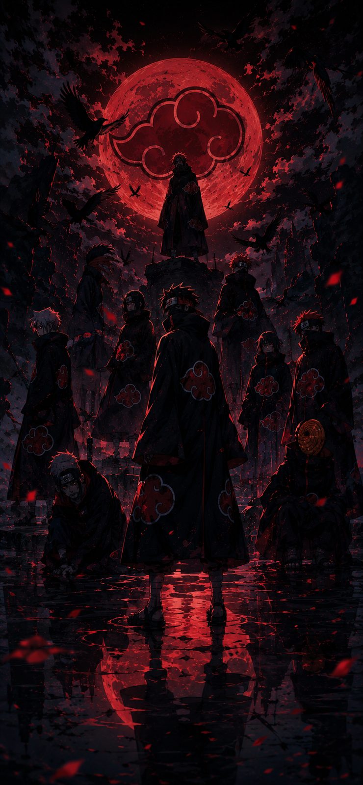 Naruto Akatsuki Red Moon Gathering 4K Mobile Wallpaper 4K anime wallpaper preview for mobile and desktop