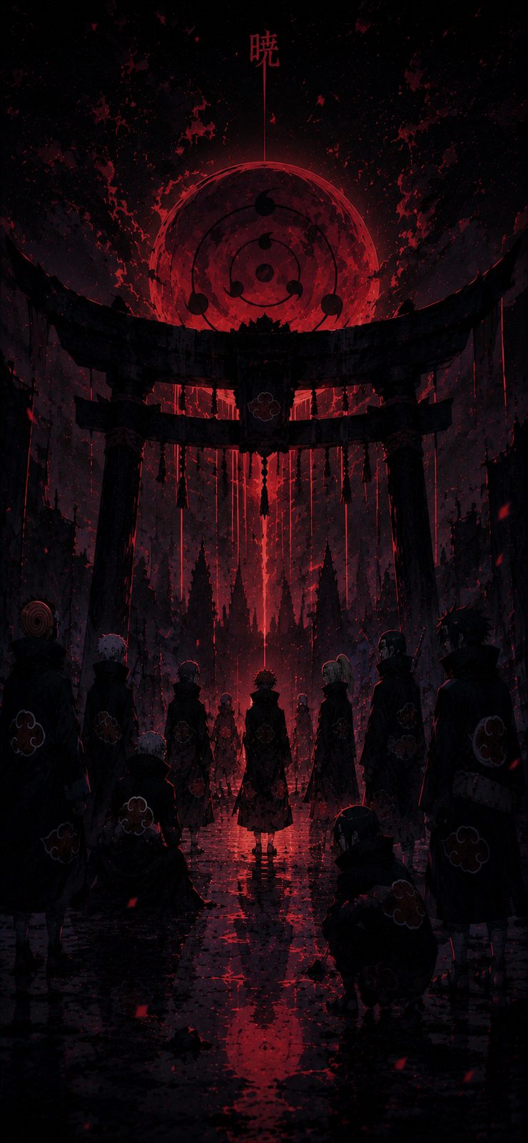 Naruto Akatsuki Red Torii Gate Night 4K Mobile Wallpaper 4K anime wallpaper preview for mobile and desktop