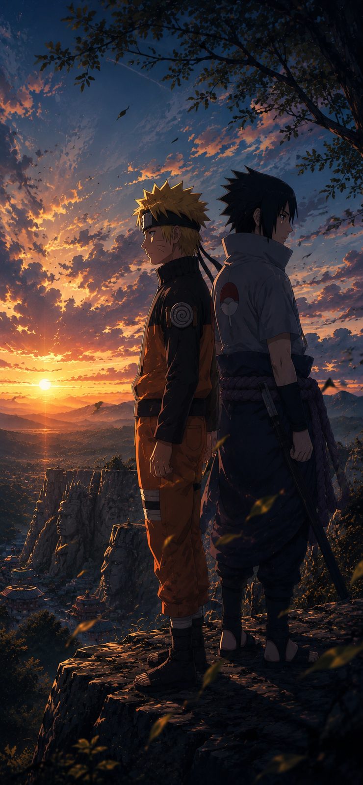 Naruto And Sasuke Sunset Journey 4K Mobile Wallpaper 4K anime wallpaper preview for mobile and desktop
