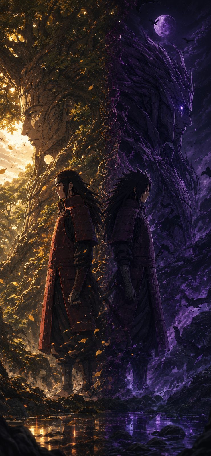 Naruto Hashirama And Madara Purple Forest 4K Mobile Wallpaper 4K anime wallpaper preview for mobile and desktop