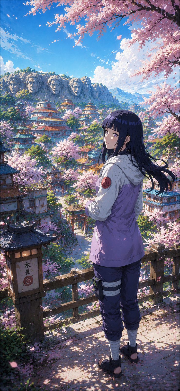 Naruto Hinata Hyuga Cherry Blossom Village 4K Mobile Wallpaper 4K anime wallpaper preview for mobile and desktop