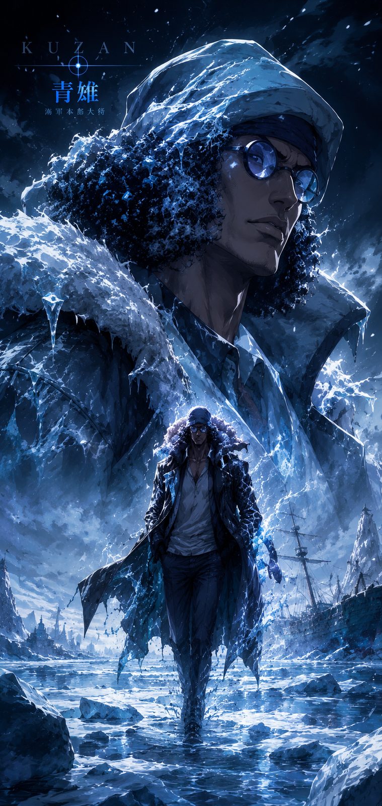 One Piece Aokiji Blue Ice Power 4K Mobile Wallpaper 4K anime wallpaper preview